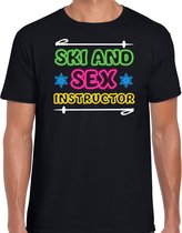 Bellatio Decorations Apres ski t-shirt voor heren - ski and sex instructor - zwart - wintersport XL
