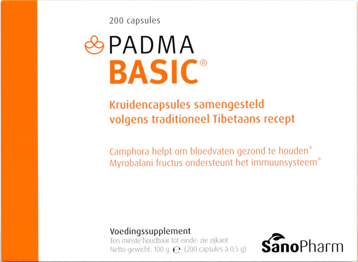 SanoPharm Padma Basic (200 capsules) – Tibetaanse Kruiden: goed voor de bloedvaten [1] en ondersteunt het immuunsysteem [2]