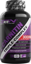 L-Carnitine Triple Complex - 3000 mg per dagelijkse portie - Premium: Complex van Acetyl-l-carnitine, L-Carnitine Tartraat & Carnitine Fumaraat - 120 Capsules - Hoge Dosis - Veganistisch