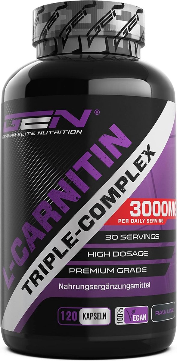 Goedkoopste L-Carnitine Triple Complex - 3000 mg per dagelijkse portie - Premium Complex van Acetyl-l-carnitine, L-Carnitine Tartraat & Carnitine Fumaraat - 120 Capsules - Hoge Dosis - Veganistisch