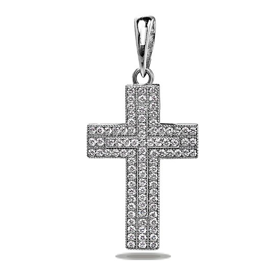 Juwelier Zwartevalk zilveren (gerhodineerd) kruis hanger - 24.241