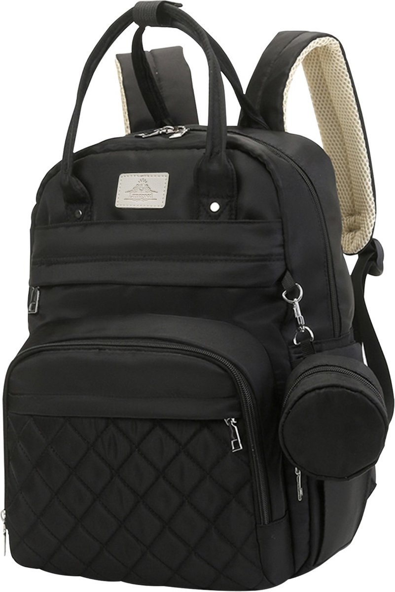 Luxegoed® Luiertas Rugzak met Verschoonmatje - Luiertassen - Rugtas - Zwart - Inclusief – Buggy /kinderwagenhaken spenenetui en Isoleervak – Complete Set