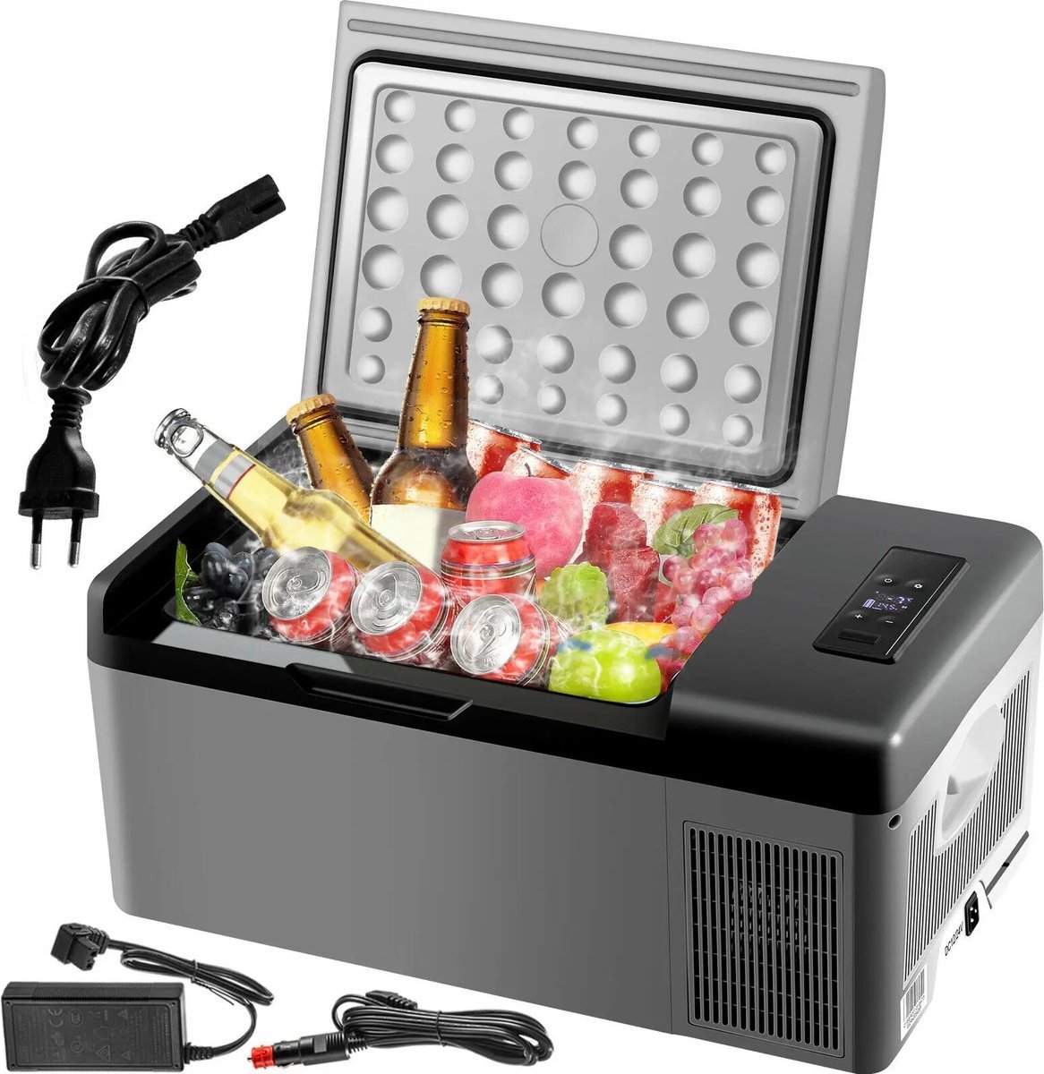 ShopbijStef - Koelbox 15L - Elektrische coolbox - Draagbare Mini Koelkast - Draagbare Auto Vriezer 12/24 Volt - Zwart