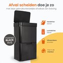 Zwarte RVS prullenbak met handsfree sensor, luchtdicht deksel, uitneembare emmers.