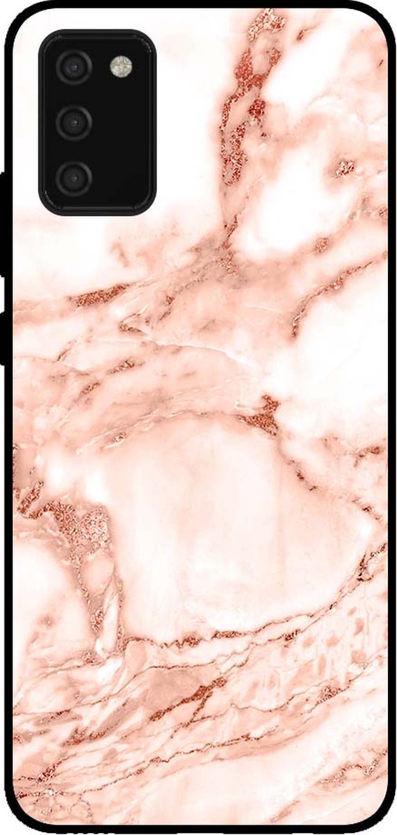 Smartphonica Telefoonhoesje voor Samsung Galaxy A02s marmer look - backcover marmer hoesje - Wit Rosé Goud geschikt voor Samsung Galaxy A02s