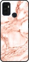 Smartphonica Telefoonhoesje voor OPPO A53 marmer look - backcover marmer hoesje - Wit Rosé Goud / TPU / Back Cover geschikt voor Oppo A53