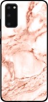 Smartphonica Telefoonhoesje voor Samsung Galaxy S20 marmer look - backcover marmer hoesje - Wit Rosé Goud / TPU / Back Cover geschikt voor Samsung Galaxy S20