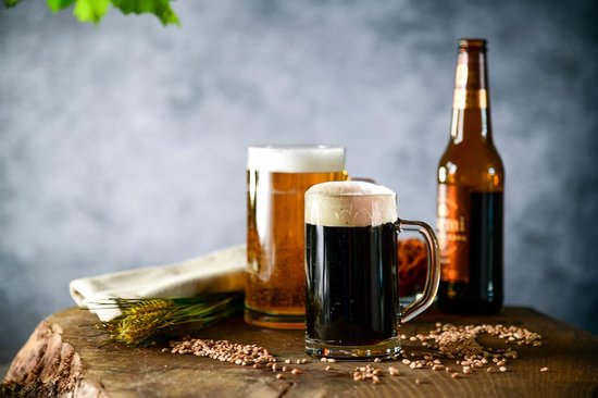 Krosno Donkere stoutbierglazen 0,5 liter | Set van 6 | 500 ml | Elite- collectie | Perfect voor thuis en feestjes | Vaatwasmachinebestendig | Loodvrij kristalglas