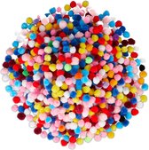 Relaxdays Mini pompons - kleuren - knutsel pompons - decoratie pompons - 1000 stuks - 1cm