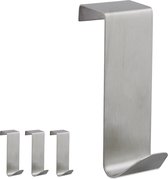 Relaxdays deurhaken rvs - set van 4 stuks - S-vorm - ophanghaken deur - roestvrij - zilver