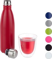 relaxdays Thermosfles - drinkfles - thermosbeker isolerend - isoleerfles - 0,5 liter rood