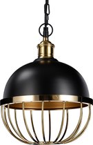 relaxdays hanglamp vintage - plafondlamp - Ø 25cm - industriële stijl - zwart en goud