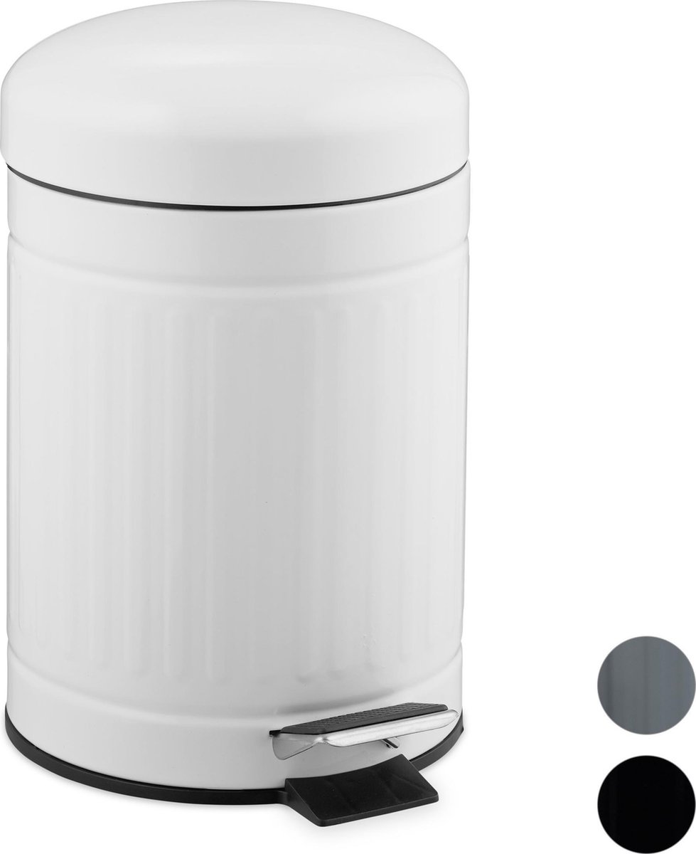 pedaalemmer 3 l - rond - antislip pedaal - binnenemmer - badkamer & keuken - wit