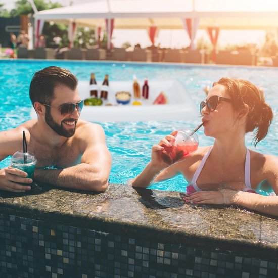 relaxdays Opblaasbare koeler - zwembad - luchtbed - opblaas beer pong - opblaasbare bar