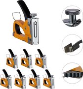 relaxdays 8 x tacker 4000 nieten - nietpistool - handtacker - handmatig - ijzer - oranje