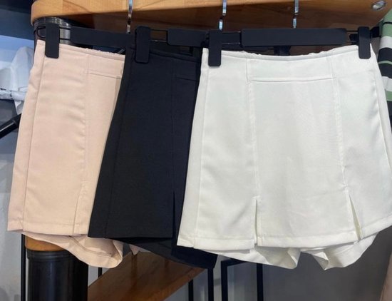 Mini broek rok met ritssluiting en elastische taille voor dames | Zwart