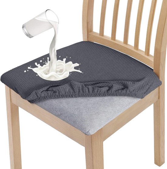 PU leren eetkamerstoel stoelhoezen, waterdichte stretch stoelhoezen voor eetkamerstoelen 2-pack stoel stoelhoes stoelhoes eetkamerstoelhoes-zwart-set van 2