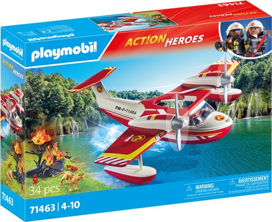 Foto: Playmobil action heroes brandweervliegtuig met blusfunctie 71463