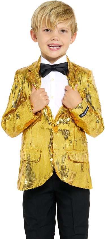 Suitmeister Sequins Gold - Gouden Blazer - Glimmend Jasje - Outfit Voor Carnaval - Goud - Maat: L - EU 134/140 - 146/152 - 10-12 jaar