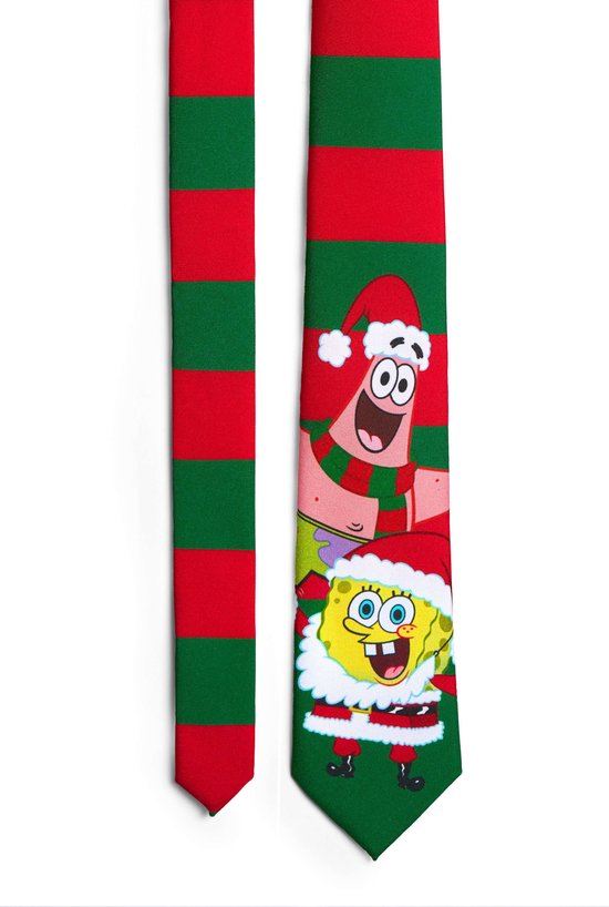 OppoSuits Spongebob™ Kerst Stropdas - Nickelodeon Das - Polyester - Heren Stropdas - Rood, Groen