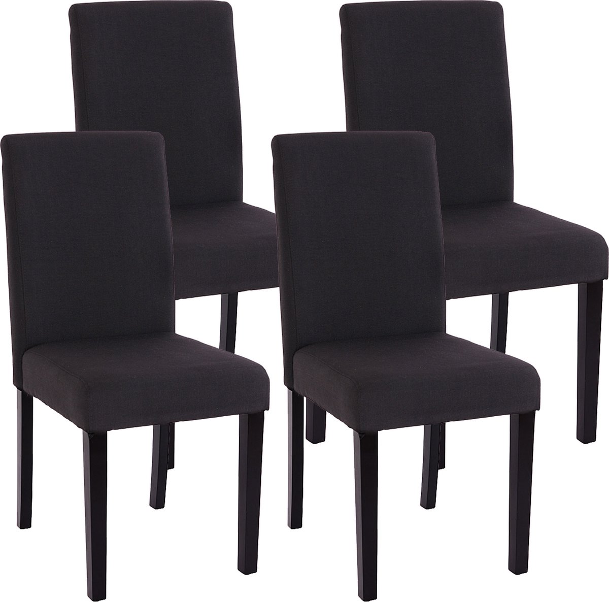 Cosmo Casa Set van 4 eetkamerstoelen keukenstoelen Littau - Textiel - Zwart - Donkere poten