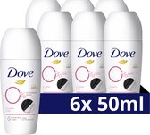 Dove 0% Aluminiumzouten Deodorant Roller - Invisible Care - deo met 2x Action Zinc-Complex en Zinc Zap-technologie - 6 x 50 ml