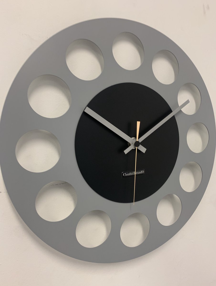 Wandklok CHANTALBRANDO -- GREY & BLACK TORNADO 40 -- MODERN DESIGN --