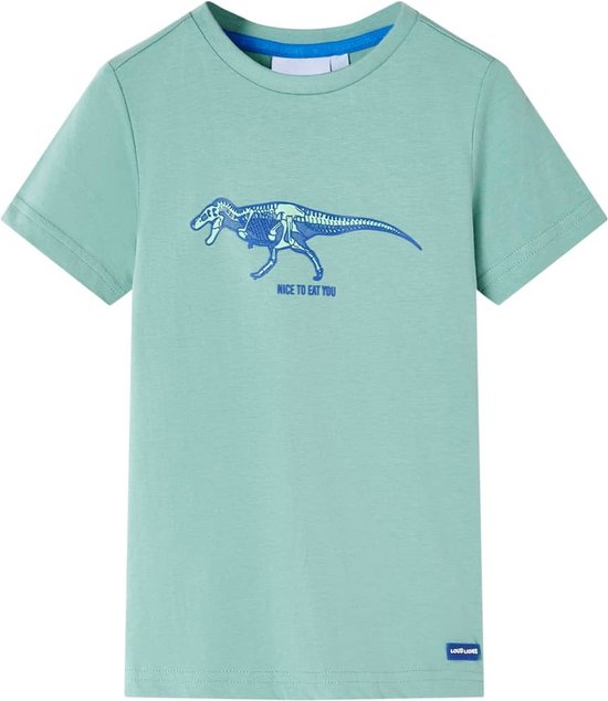 vidaXL-Kindershirt-dinosaurusprint-128-lichtkakikleurig