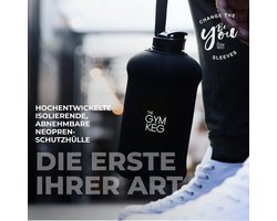 The Gym Keg 2.2L Gym waterfles met neopreen hoes en handvat, herbruikbare sport waterfles 2 liter voor fitness, bodybuilding, training - Waterfles voor sport