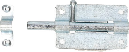 Deltafix schuifslot/plaatgrendel - 1x - 8 x 5cm - verzinkt staal - deur - schutting - hek