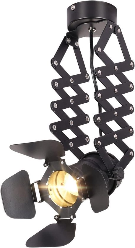Goeco Plafondlamp - 28cm - medium - E27 - Retro Spot - hefbare industriële - 5W - warm wit licht - (met lichtbron)