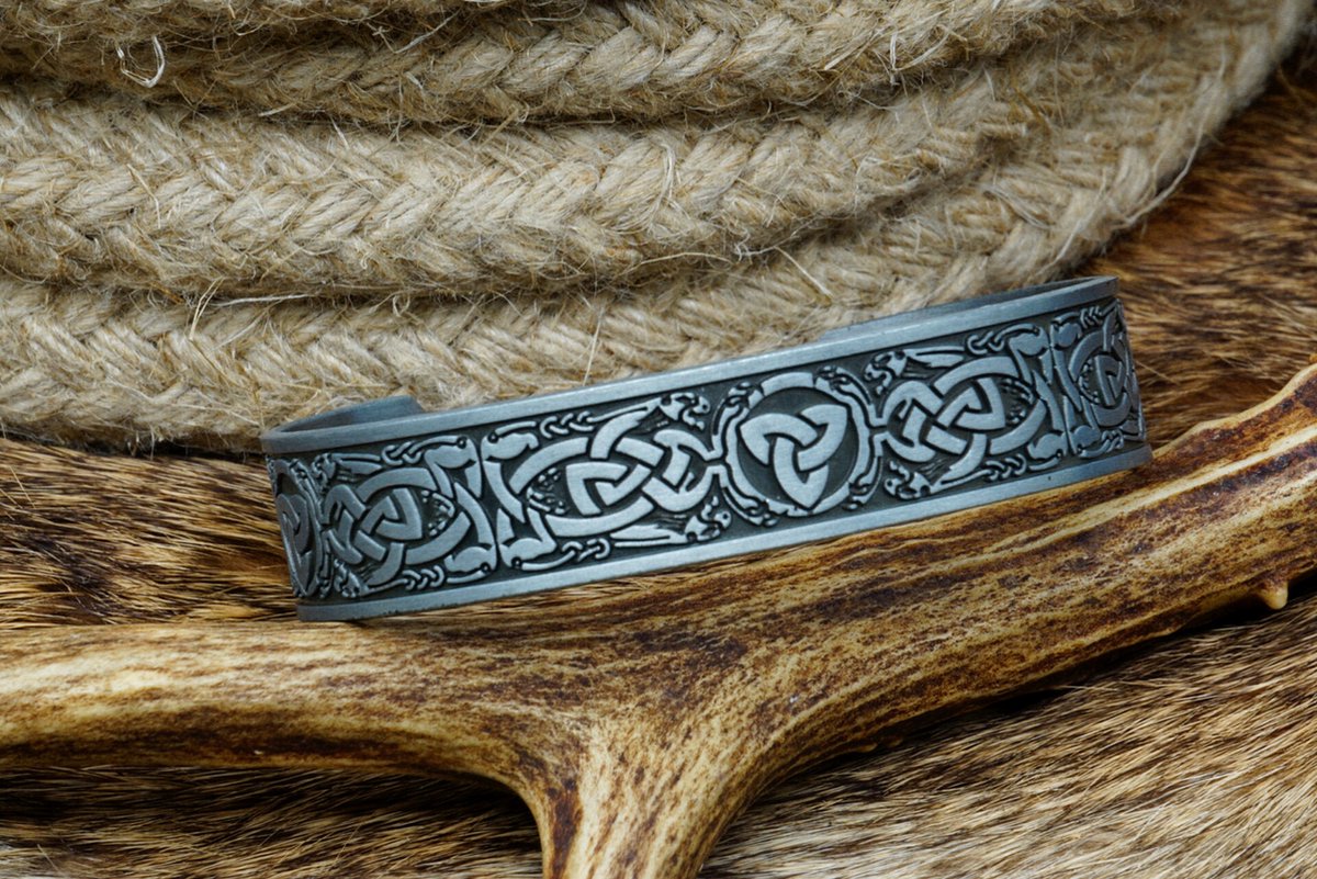 [Two Ravens] Viking Armband Verstelbaar - Buigbare Polsband - Viking sieraden - Noorse Knopen - Noorse Mythologie - Asatru - Spiritueel