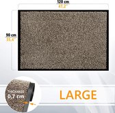 Deurmat Beige grijs 90x120 cm | entree deurmat waterdicht wasbaar slijtvast vuilvanger | Antislip deurmat voor vuilvanger voor voordeur, gang, entree, keuken, slaapkamer