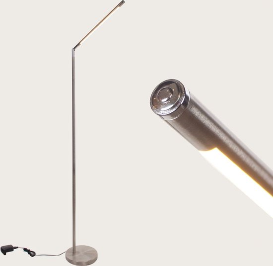 Lampe de lecture sur pied Ugello | 1 lumière | gris / acier | métal | 120 / 160cm | Socle Ø 19 cm | lampadaire | dimmable | design contemporain