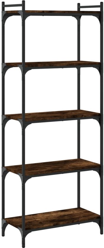 vidaXL - Boekenkast - 5-laags - 60x30x154 - cm - bewerkt - hout - gerookt - eikenkleur