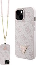 Guess 4G Triangle Crossbody Back Case - Apple iPhone 15 Plus (6.7") - Roze