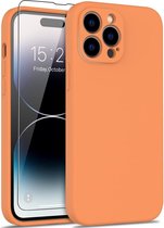 Lunso - Geschikt voor iPhone 15 Pro Max - Hoesje Flexibel silicone Backcover - Oranje