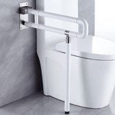 Toiletbeugel opklapbaar - Wandsteungreep voor wc - Toiletsteun - Badkamer/Toilet Steunhulp - Reflecterende Ringen - RVS - Wit