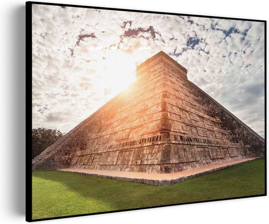 Akoestisch Schilderij Azteken pyramide Rechthoek Horizontaal Pro XL (120 x 86 CM) - Akoestisch paneel - Akoestische Panelen - Akoestische wanddecoratie - Akoestisch wandpaneel