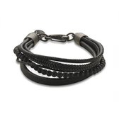 Twice As Nice Armband in edelstaal, mix, zwart  21 cm