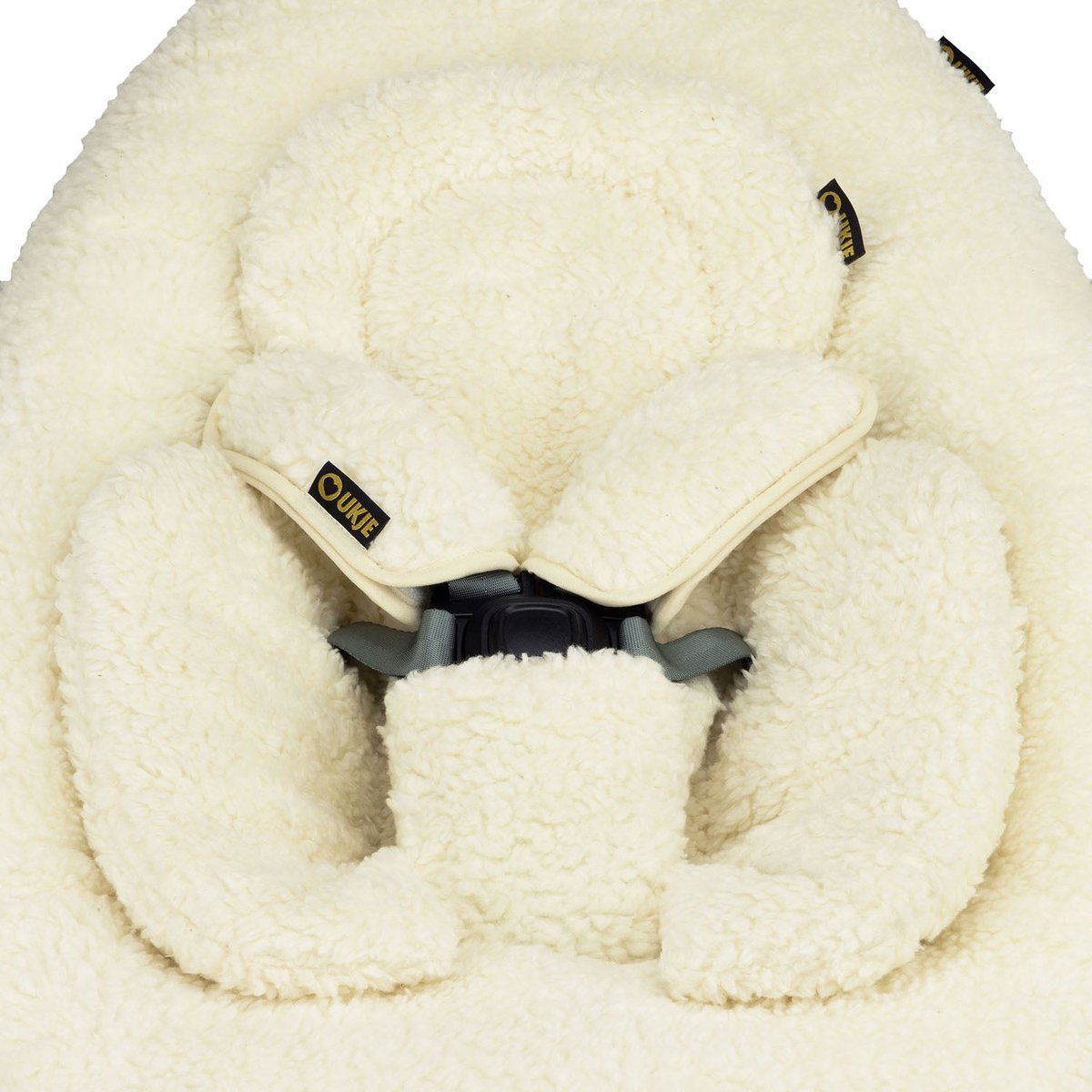 Ukje Verkleinkussen geschikt voor 4Moms Mamaroo 5 Rockaroo Wipstoel - Newborn Insert - Dubbelzijdig - Makkelijk Wasbaar - Perfecte Pasvorm - Zacht Katoen - Teddy Ecru – foto 4