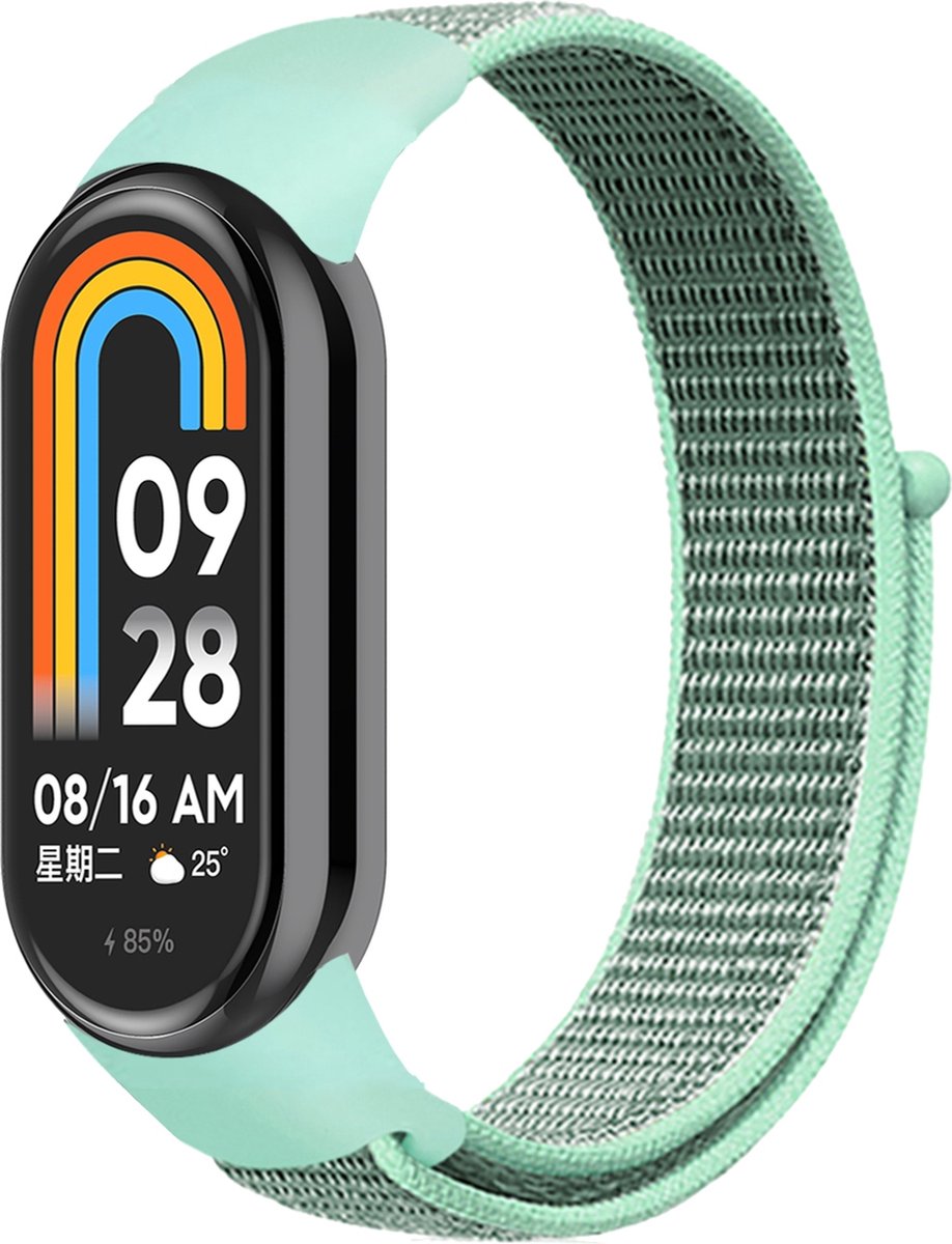 By Qubix - Sport loop nylon bandje - Mintgroen - Geschikt voor Xiaomi Smart Band 8 / 9 / 10