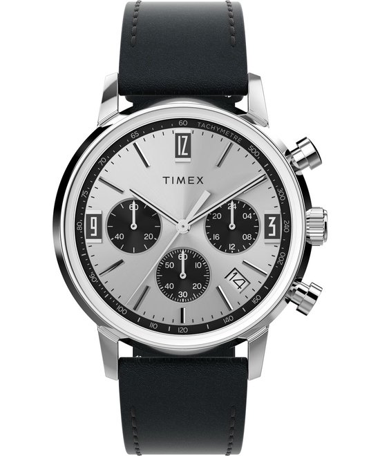 Timex Marlin Chrono TW2W10300 Horloge - Leer - Zwart - Ø 40 mm