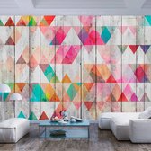 Fotobehangkoning - Behang - Vliesbehang - Fotobehang Regenboog Geometrie - Rainbow Triangles - 400 x 280 cm