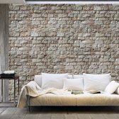 Fotobehangkoning - Behang - Vliesbehang - Fotobehang Witte Stenen Muur - Bakstenen - Reality - 200 x 140 cm