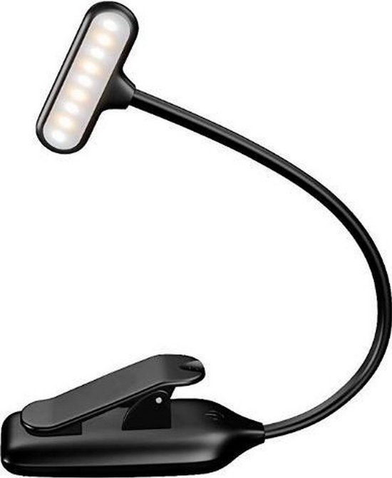 LT LIFETASTIC Flexibele LED Leeslampje - Filtert Blauw Licht - Oplaadbaar - Met Klem - Zwart - Dimbaar - 3 Kleurmodi - 9 LED's - Bedlamp - 360 graden roteerbaar - Draadloos - Geschikt voor boek, e-reader, tablet, kindle, bladmuziek, bed en meer