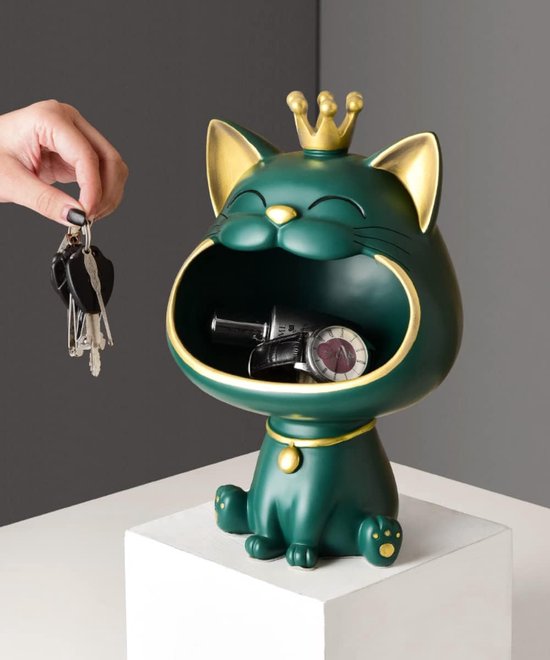 Figurines de chat souriant, boîte de rangement, bijoux de chat, clés, boîte  de... | bol