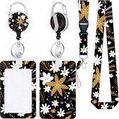 Pashouder set bloemen goud - 4-delig - badgehouder - pashouder - keycord - telefooncord - passen, sleutels en telefoon