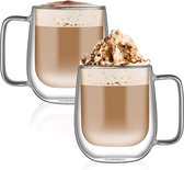 Latte Macchiato Glazen, 2 XCappuccino Kopjes, Dubbelwandige Glazen Gemaakt van Borosilicaatglas, Theeglazen (stijl7-300 ml)