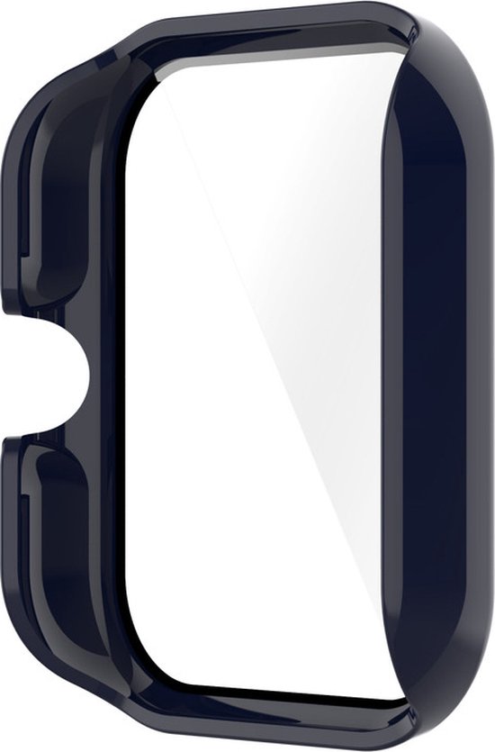 Fitudoos [2 stuks pc-beschermhoes compatibel met Amazfit Active 2 Square, harde pc-beschermhoes met displaybescherming van gehard glas, waterdichte valbescherming, hoge gevoeligheid, 1 transparant 1